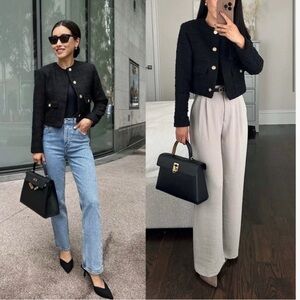 Abercrombie Collarless Tweed Jacket Large